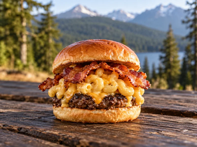 Illustrative image of Macaroni & Cheese Bacon Burger