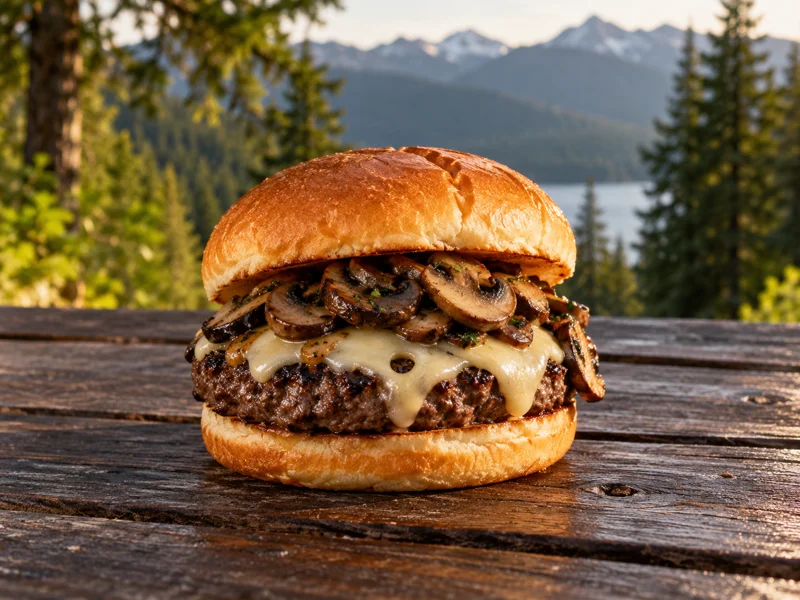 Illustrative image of Mushroom Swiss Burger